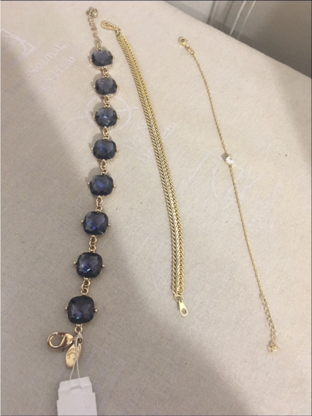 Gold Bracelet with Deep Blue Gemstones - Women Jewelry